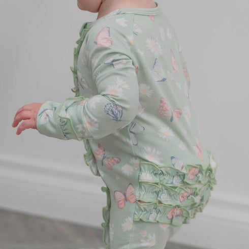 mint-butterfly-daisy-bamboo-ruffle-baby-footie Sweet Bamboo - Sophia's Style-7